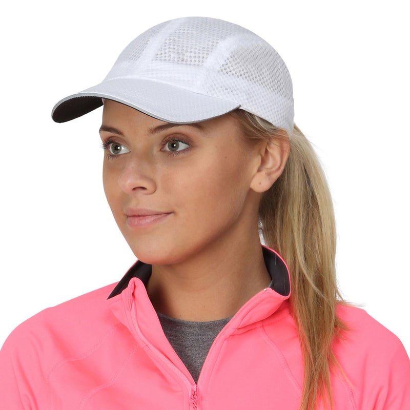 TrailHeads Women's Race Day Performance Running Cap, Lightweight & Quick Drying Mesh Sports Hat with Reflective Trim - White - Image 1